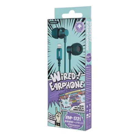 Ecouteurs Kit Main Libre Lightning Remax RM-512i - 1.2M - Vert